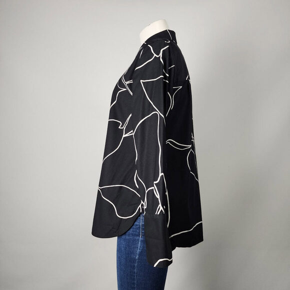 Chico's Black Button Up Tunic Top Size 12 - Picture 4 of 7